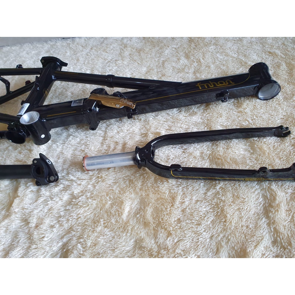 Frame set Fnhon Monsoon Black Gold Hitam Emas Discbrake 20 22 inch not U brake