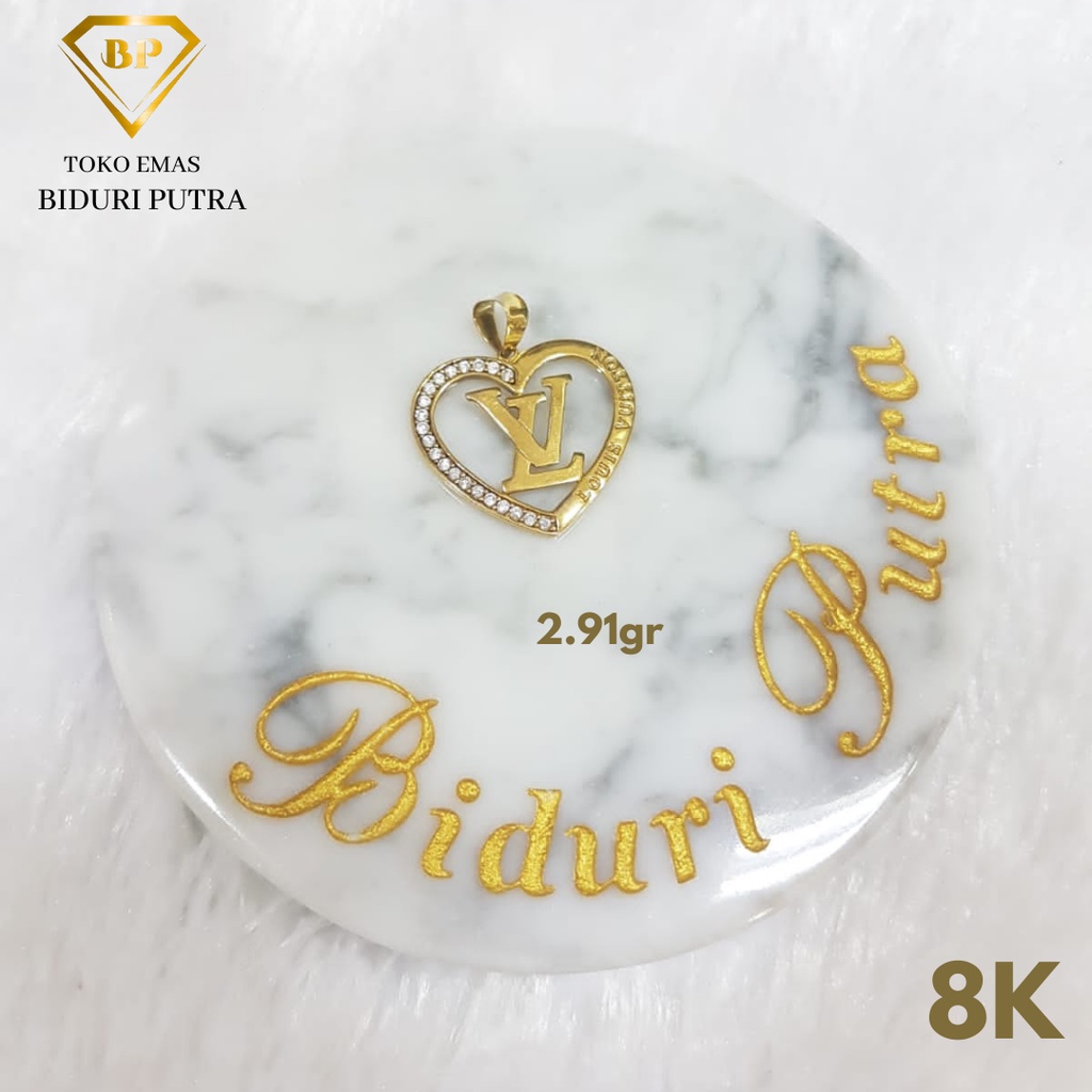 LIONTIN LV VARIASI HATI PERHIASAN EMAS ASLI 8K/375