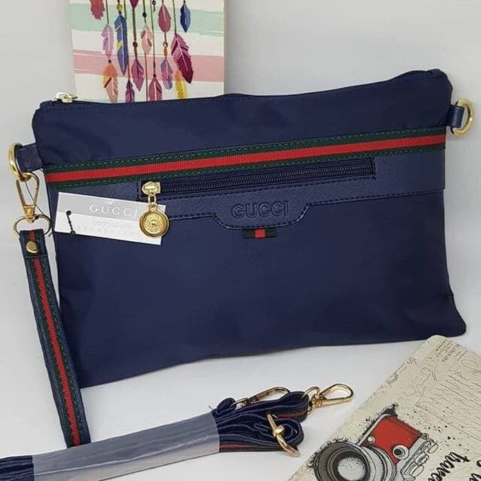 TAS BATAM TAS WANITA IMPORT TAS GUCCI CLUTCH WATERPROF TIPE 2 QB - Hitam