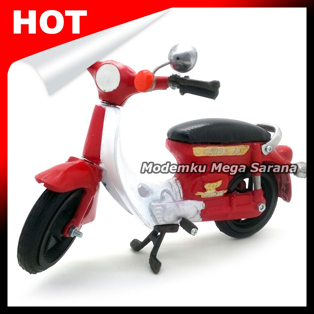 Miniatur Motor Honda Pitung 70 Klasik Antik Unik Artistik - Merah