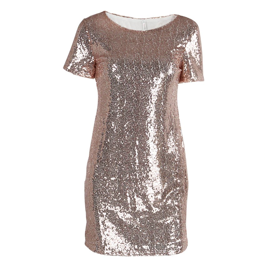 Sequins Gold Dress 2019 Summer Women Sexy Short T Shirt Dress Evening Party Elegant Club Dresses