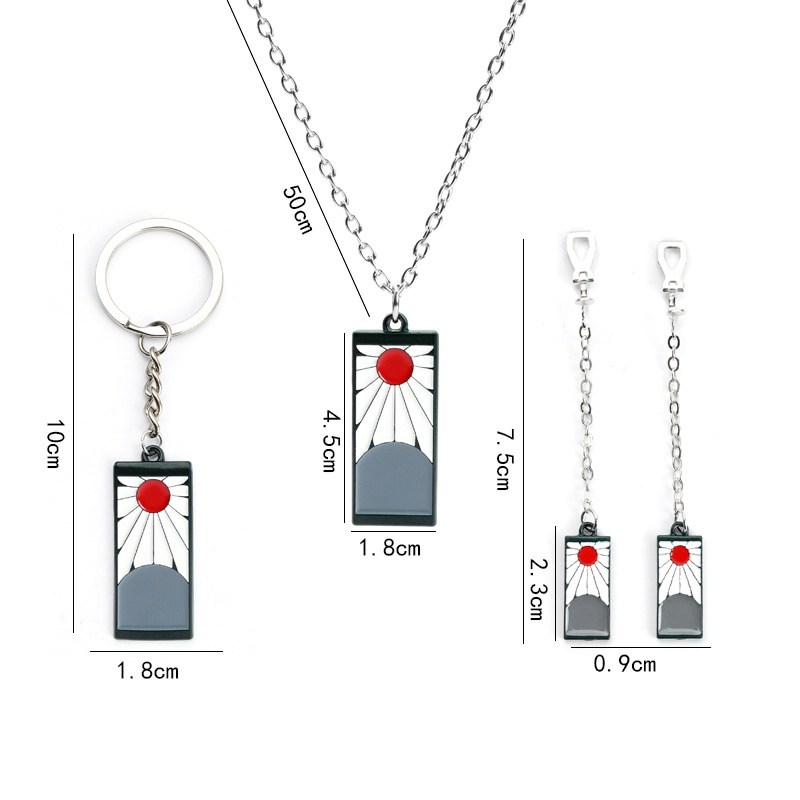 Kalung Dan Anting Panjang Desain Anime Demon Slayer Kimetsu no Yaiba Kamado Tanjirou Bahan Akrilik Untuk Pria Dan Wanita