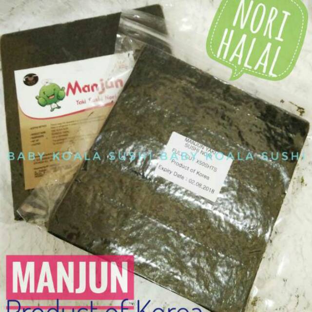 MANJUN Sushi Nori Kimbab 50 S Halal │ Nori Gimbab Import Lembar Rumput Laut