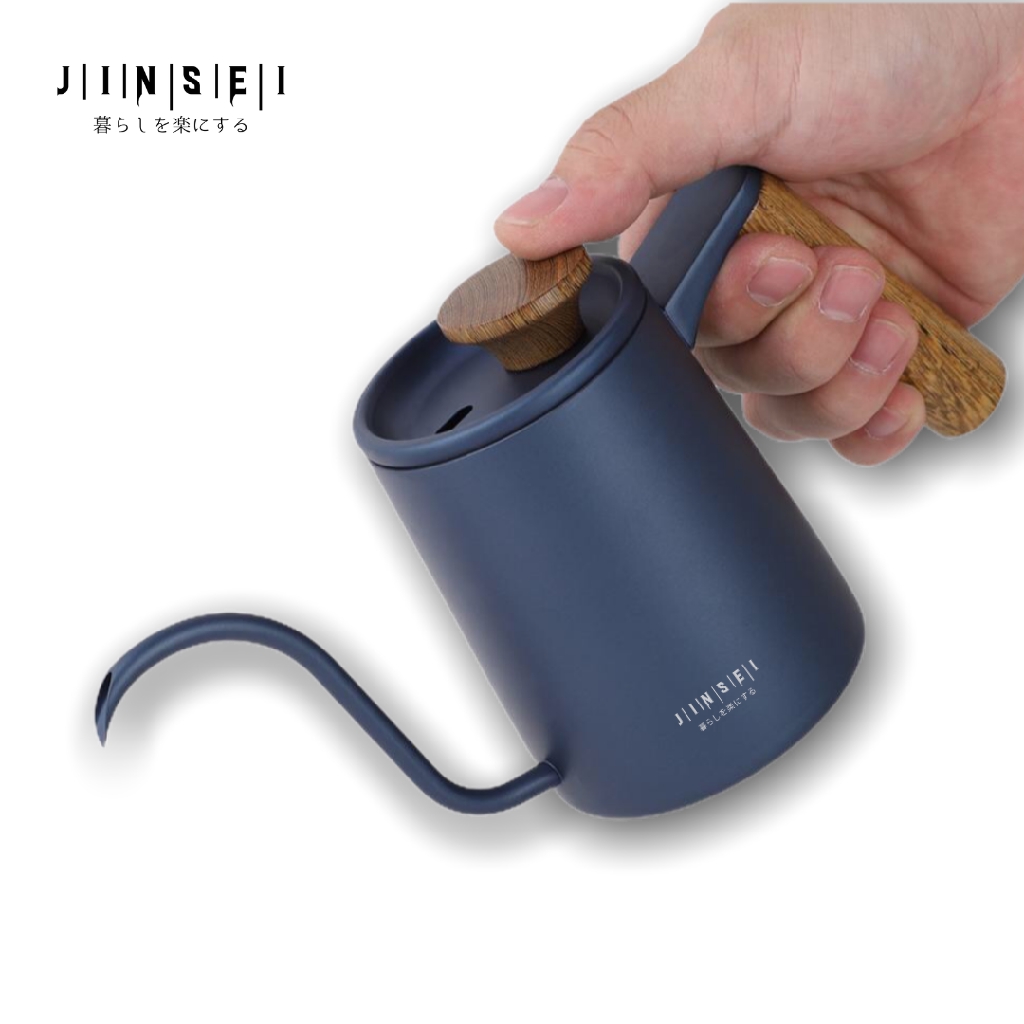 GOOSENECK KETTLE 350ML &amp; 600ml WOODEN HANDLE TEKO KOPI LEHER ANGSA