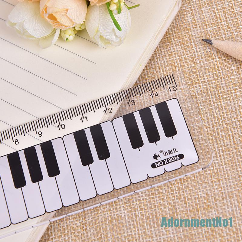 (AdornmentNo1) Penggaris Keyboard Piano 15cm 6in Warna Hitam + Putih