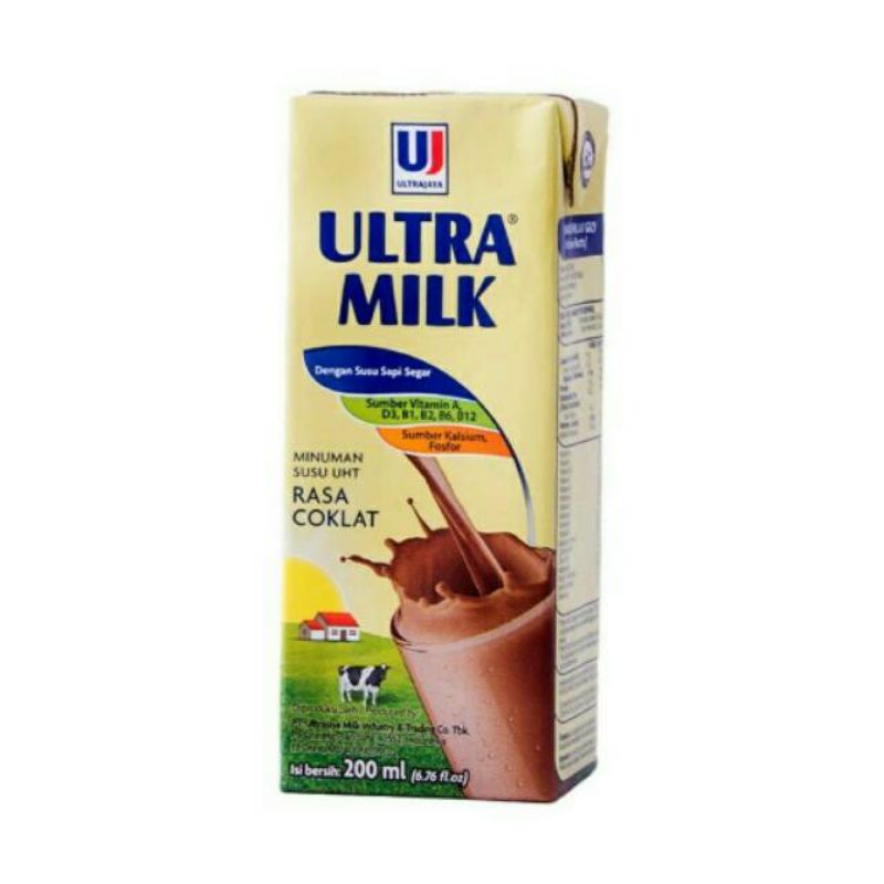 Susu Ultra UHT 200ml Rasa Cokelat Stroberi Full Cream