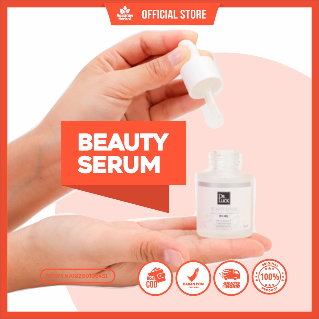 GLOWING BEAUTY SERUM DR LUCK / Serum Pencerah Wajah / Menghilang Flek Hitam / Bekas Jerawat / Mengec