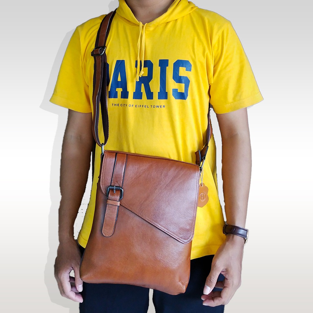 Tas Selempang Slempang Dada Slingbag Waistbag Kulit Asli Pria Laki Cowok – G-REC Slingbag Waistbag