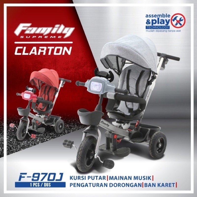 Sepeda Stroller Anak Bayi Roda Tiga Family Supreme Clarton 970