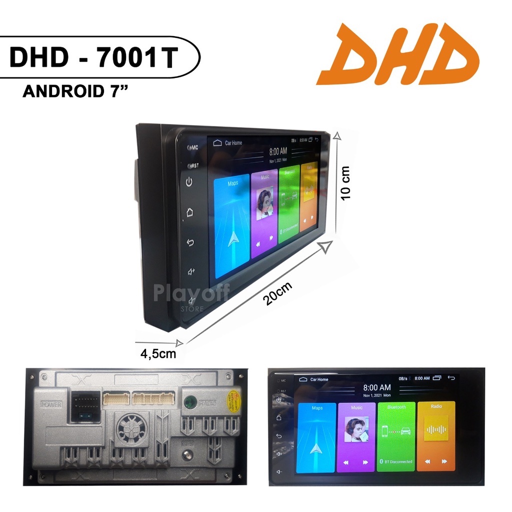 Head Unit ANDROID 7 Inch (Plug and Play Ukuran dan Socket TOYOTA) Double Din Tape Mobil Android DHD-7001T