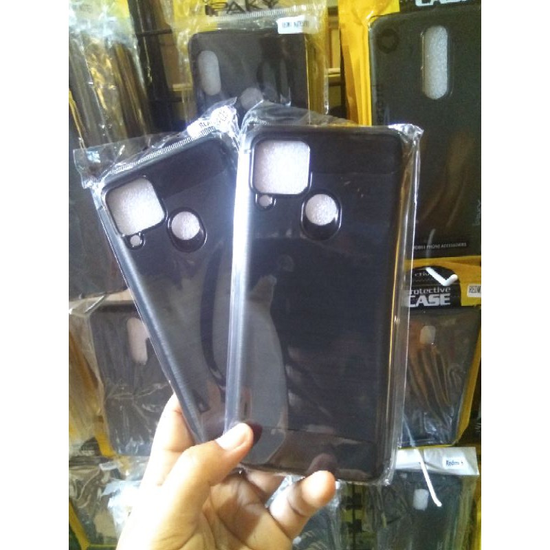 CARBON CASE REALME C15 BLACK SOFT CASE CARBON REALME C15 CARBON FIBER HITAM CASE REALME C15 TERLARIS