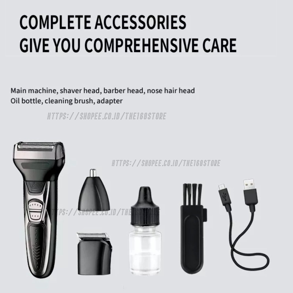 Kemei KM 1428 Alat Cukur Rambut Jenggot Kumis Bulu Hidung Multifungsi Serbaguna 3 in 1 Hair Clipper Shaver Cukuran KM 1428