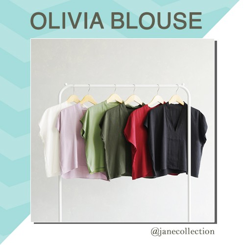 JANE COLLECTION || Olivia Blouse Atasan Casual Wanita V Neck Loose Rayon Lilac Purple XXL Bigsize