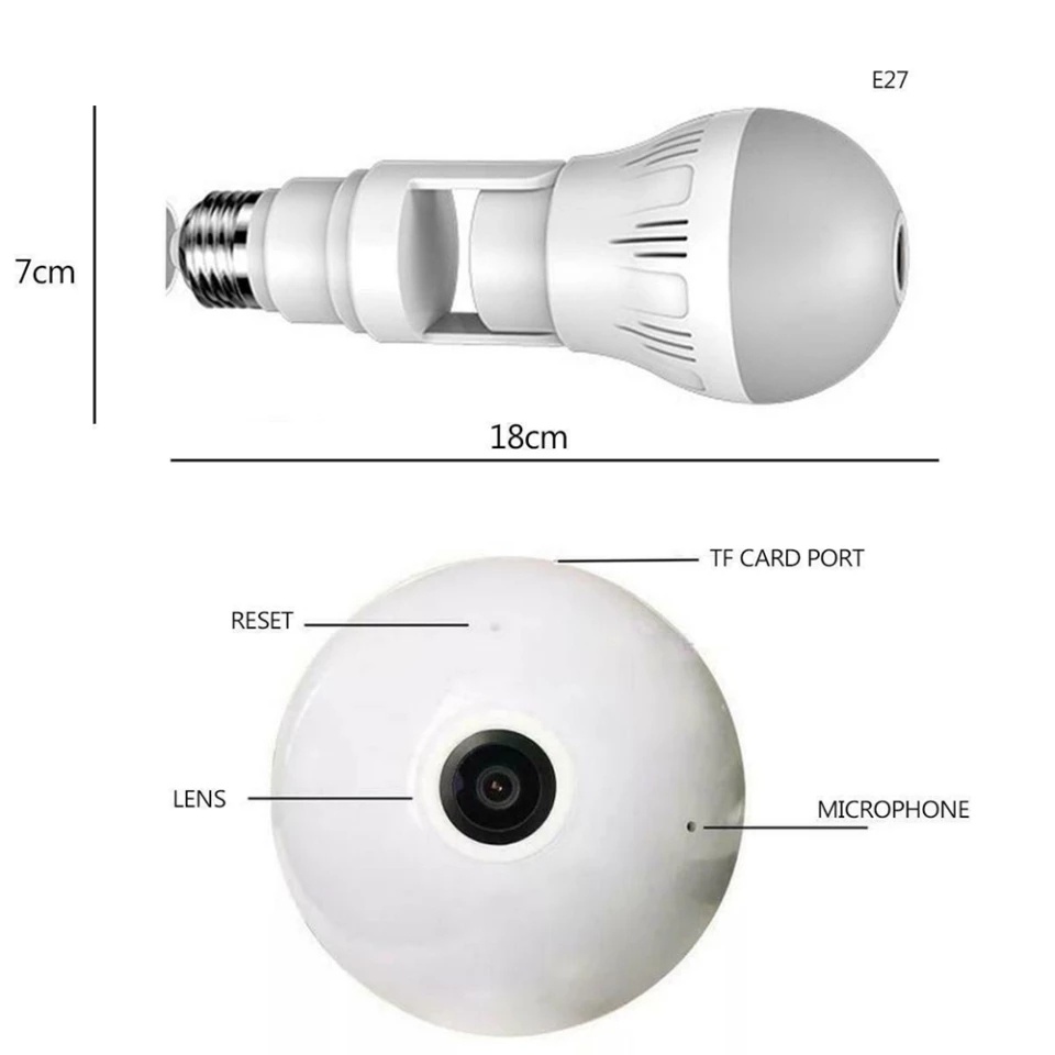 IPCAM Bohlam 360 / IP Camera 360 Bohlam V380  2MP HD 1080P INFRA RED