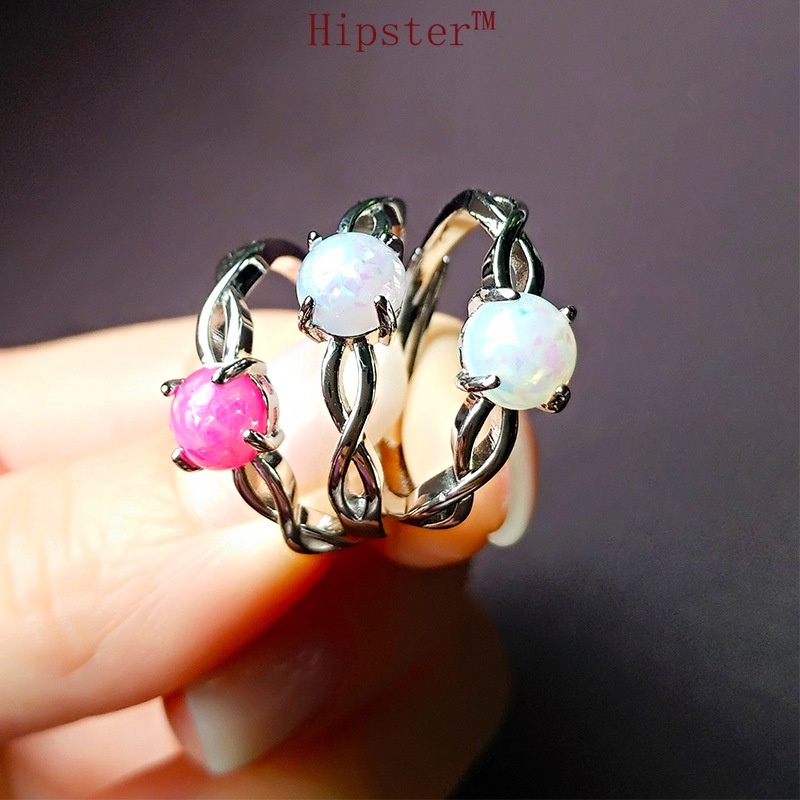 New Hot Sale Fashion Hollowed-out round Colored Gems Adjustable Ring