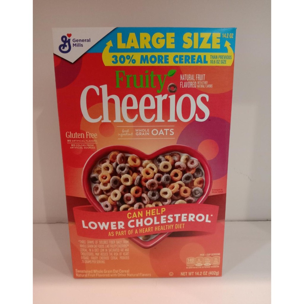 

GENERAL MILLS FRUITY CHEERIOS CEREAL WHOLE GRAIN OAT LARGE 405GR