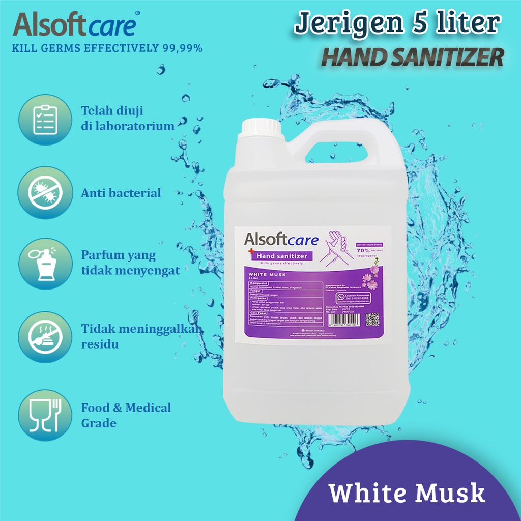 Alsoftcare Hand Sanitizer Antiseptik Tangan alkohol 70% Refil 5 Liter Aroma White Musk