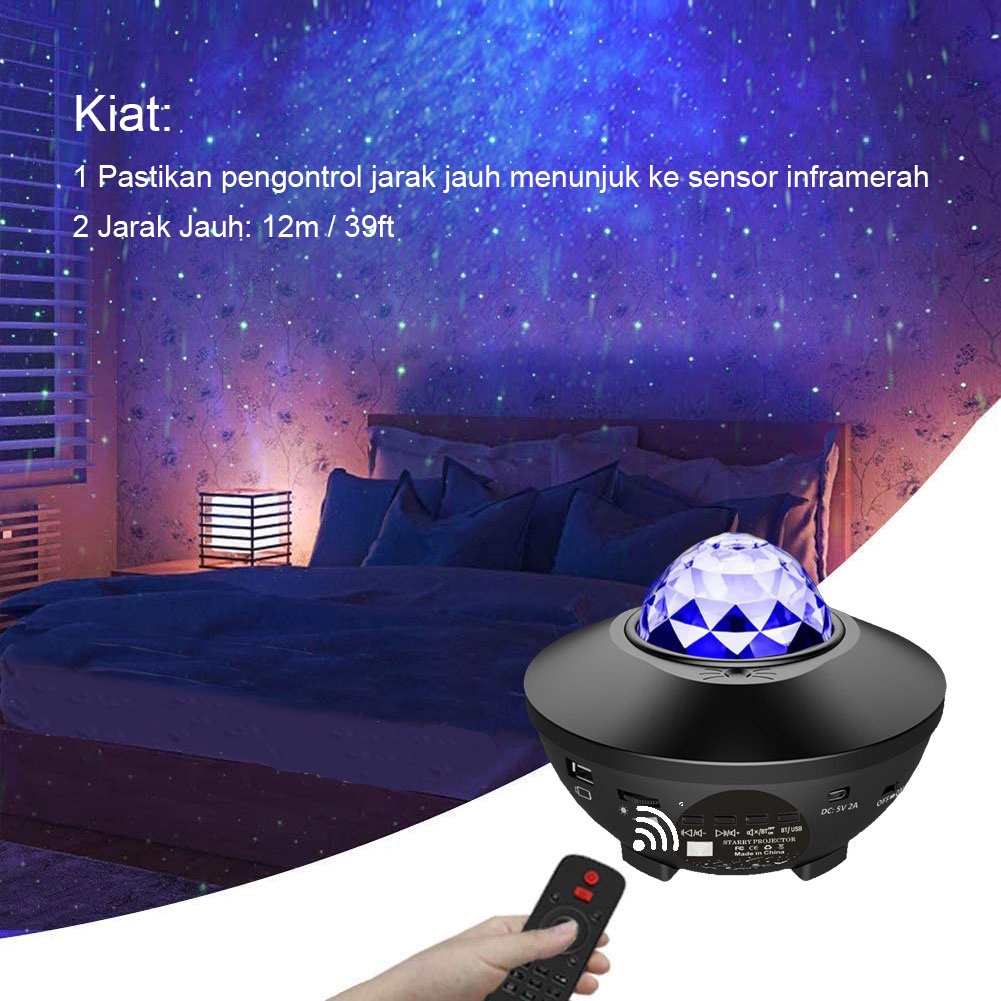 Lampu Proyektor Dengan Speaker Langit Malam Bintang 2in1 Galaxy Nebula Lamp Starry Projector Light Lampu Tidur