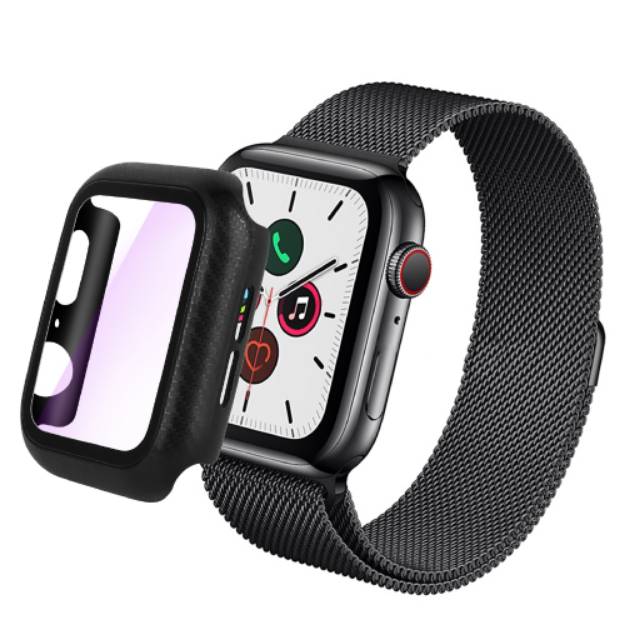 Bumper CARBON Tempered glass APPLE WATCH 44MM 40MM 42MM 38MM case cover casing  Full