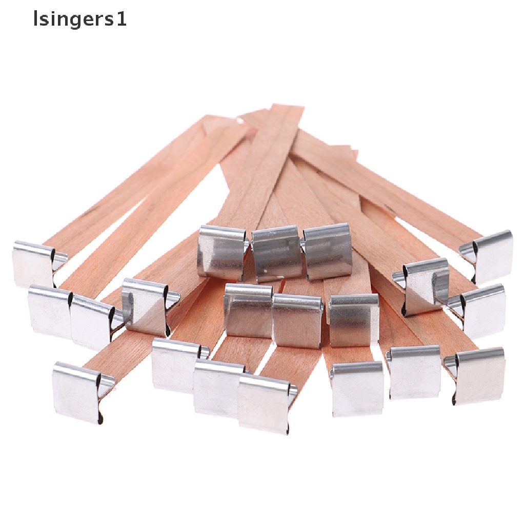 (lsingers1) 20pcs Sumbu Lilin Bahan Kayu Ukuran 12.5mm 13mm Dengan Sustainer Tab