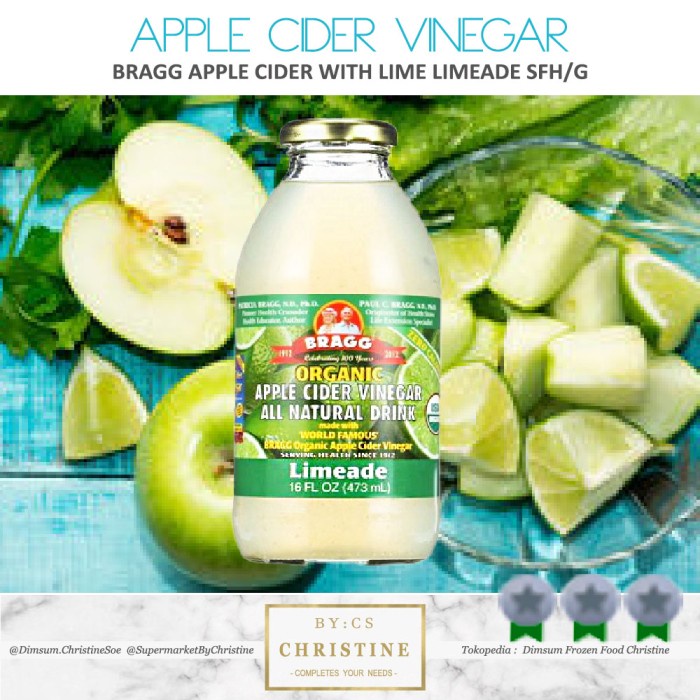 

Jual Bragg Apple Vinegar Limeade Cuka Apel Apple Limeade Lime Apple