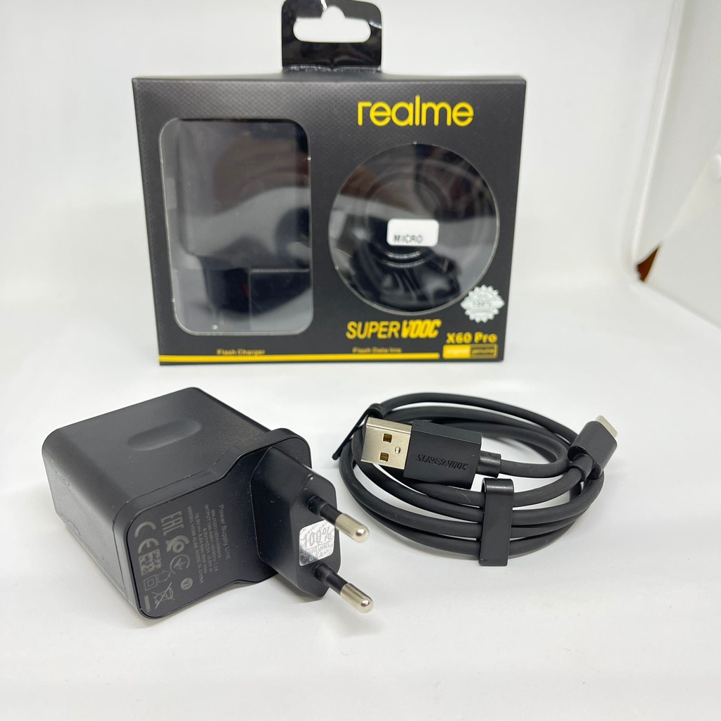 Charger Realme black Super Vooc X60 pro 65W micro dan type c Casan Realme X60 pro Super vooc  original