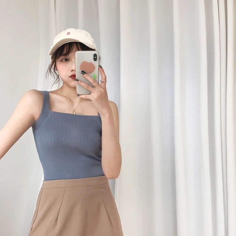 ✨WINGALERY✨ Tank Top Wanita Square Neck Tank Top Import Style Korea 4039-8