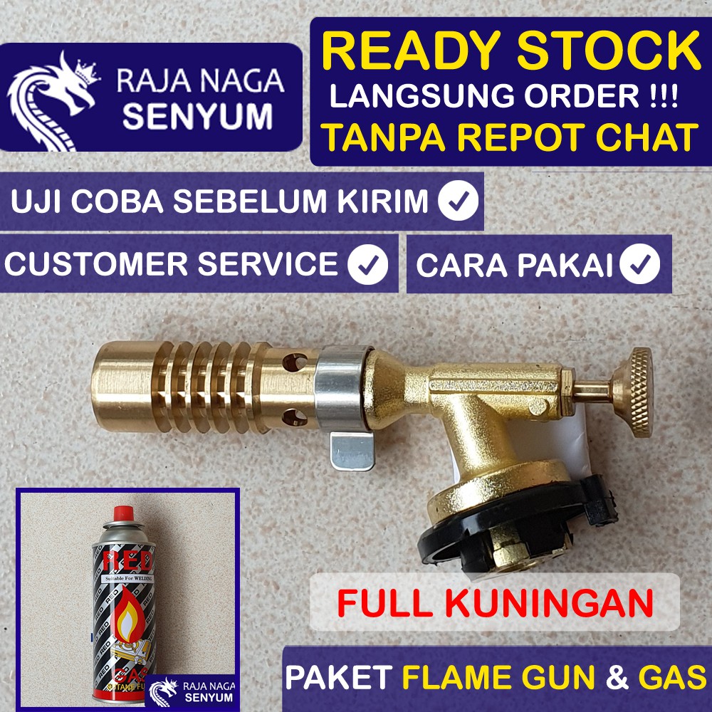 PAKET BLOW TORCH & GAS PORTABLE LAS KUNINGAN METAL BAJA FLAME GUN FIRE TORCH LEBUR ORIGINAL BESI