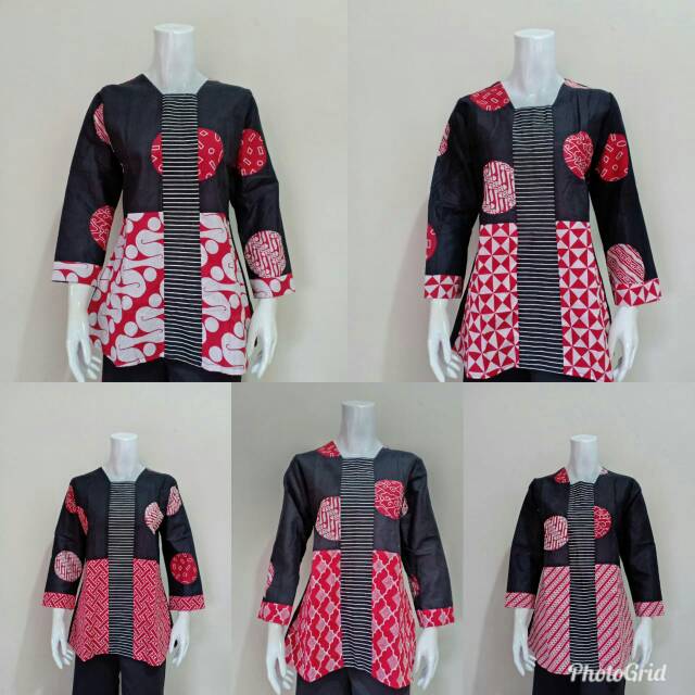 Jual Murah Blus Nadine Koin Batik Monored List Cantik Seragam Kerja Kantor Imlek Natalan OnZjnxC9ogoZ0