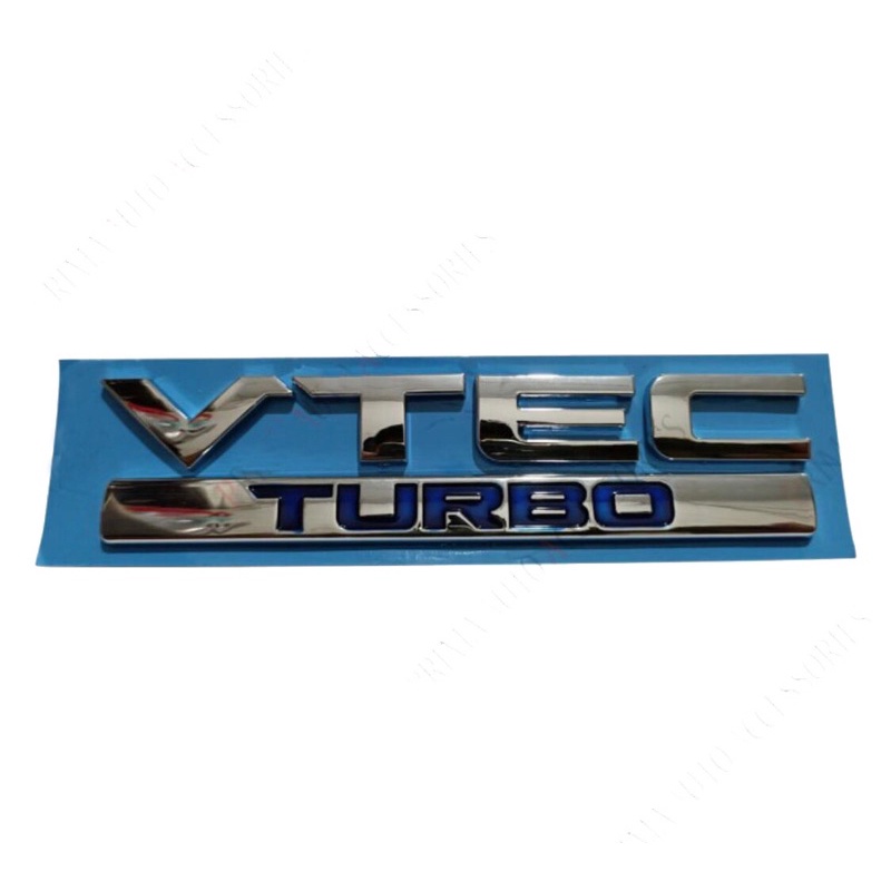 Emblem mobil tulisan Vtec turbo chrome