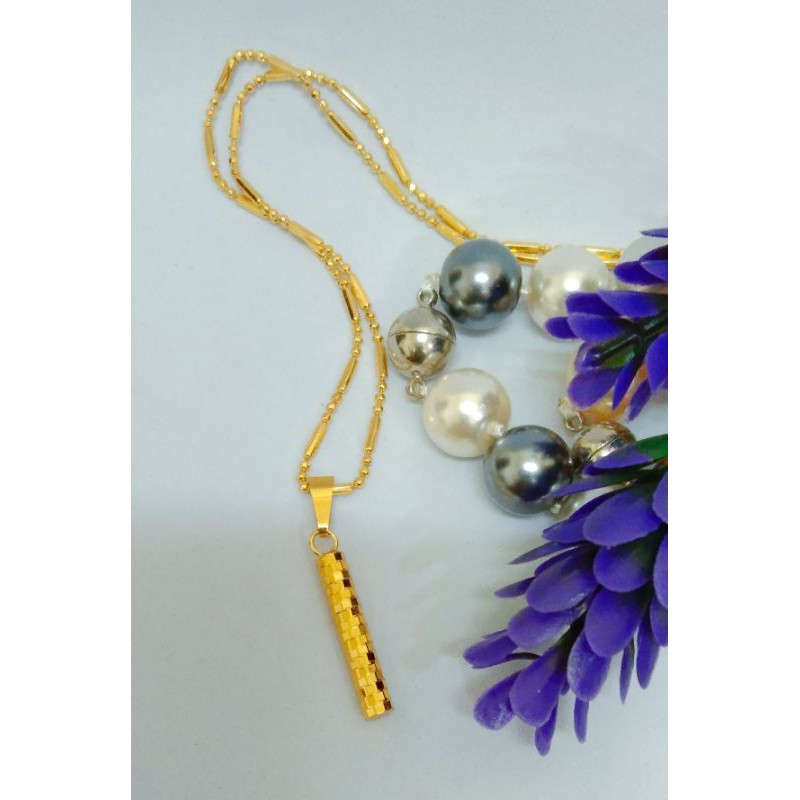 kalung liontin bambu xuping lapis emas 24 k