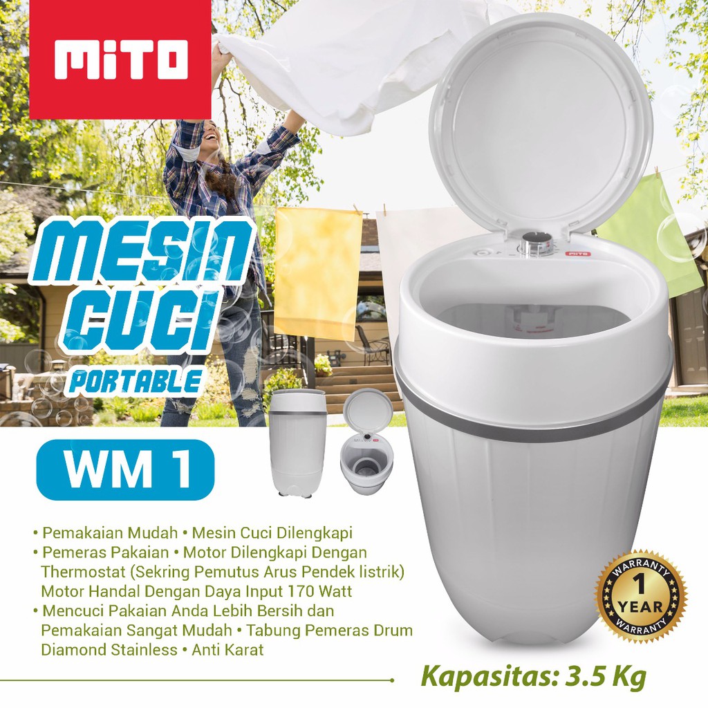 Mito WM1 - Mesin Cuci Mini Portable 3,5 KG MURAH BANGET / GARANSI RESMI