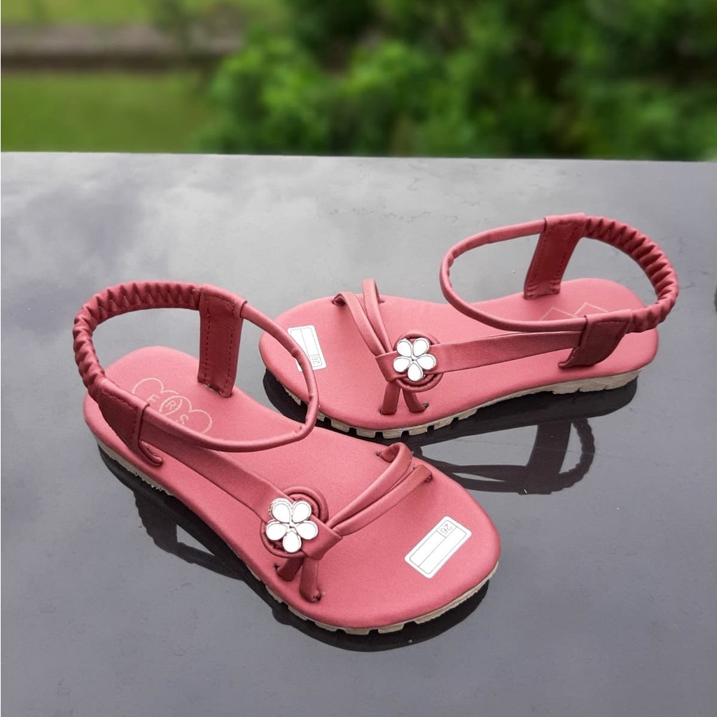 VINANDOZ SDP11-3135 Sandal Tali Anak Perempuan umur 7 8 9 tahun - Sol Karet Anti Slip Motif Bunga