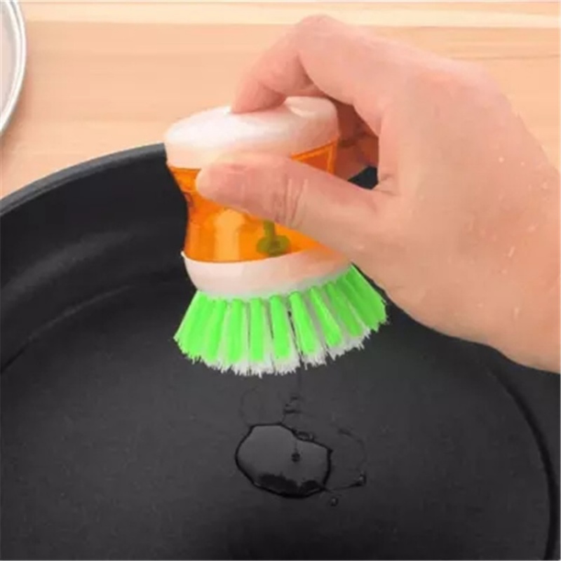 1Pc Kitchen Hydraulic Washing Brush / Liquids Soap Dispenser /Dish Bowl Cleaning Brushes With  Liquid Soap Dispenser