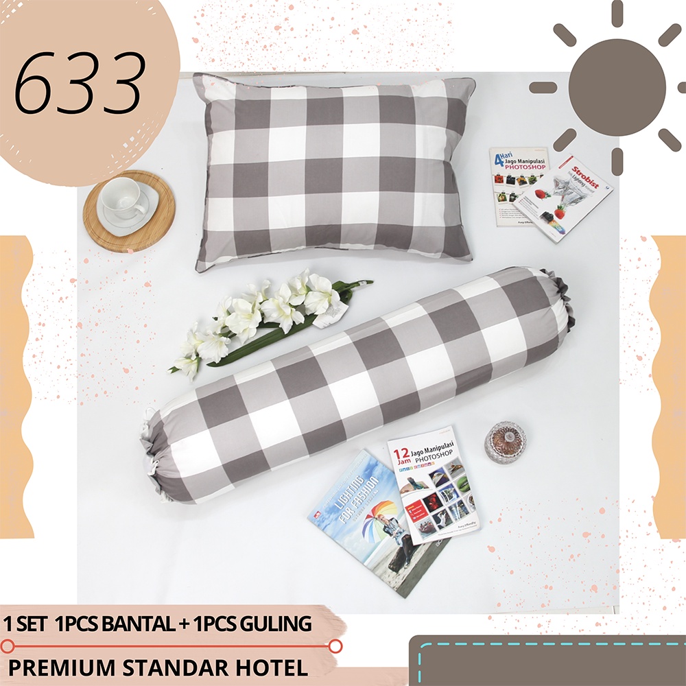 1 set sarung bantal tidur + sarung guling premium standar hotel 50x70