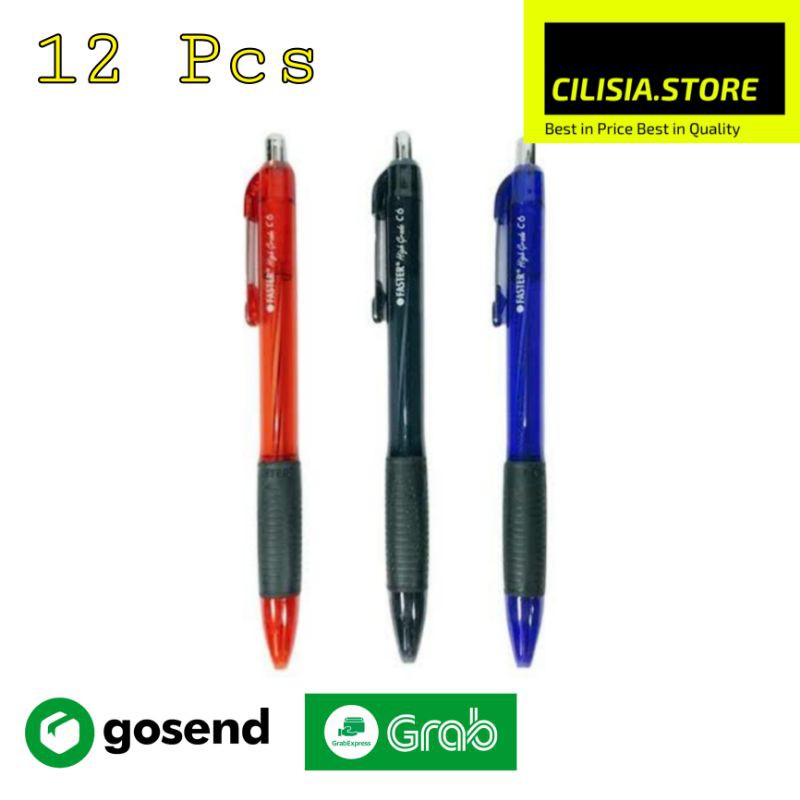 

Pulpen Faster Retract C6 Ballpoint Cetek Tinta Hitam Isi 12 pcs