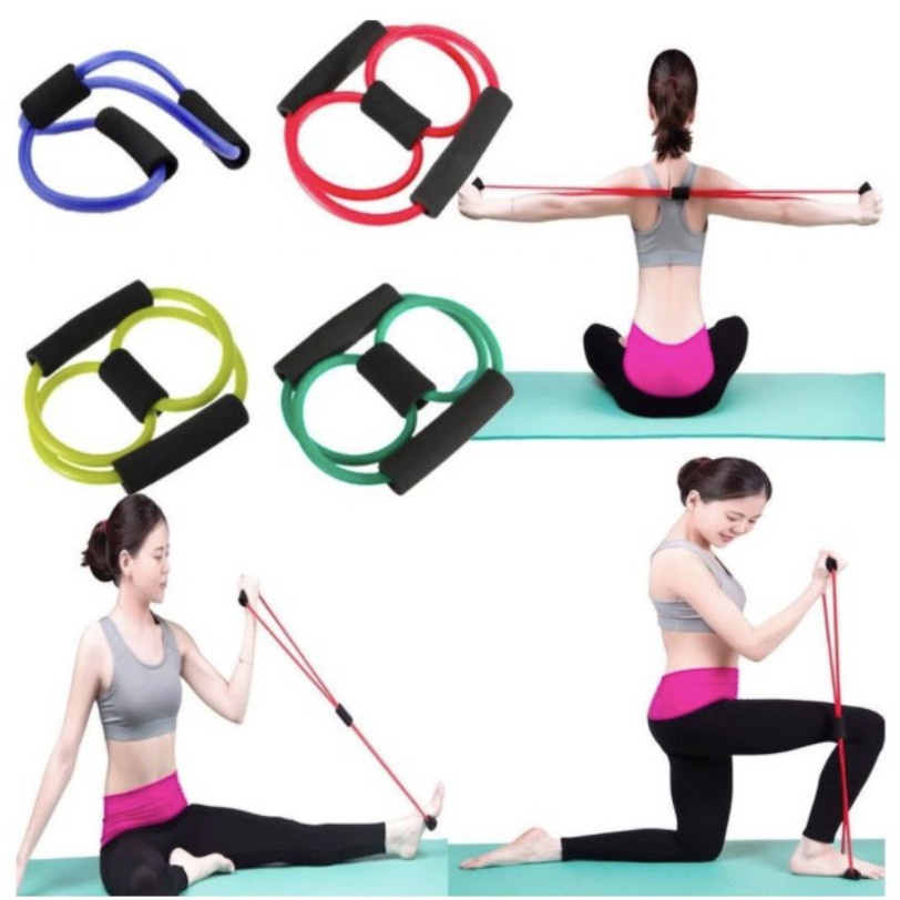 Tali Elastis Yoga Bantu Otot Elastic Band Gym Fitness Pilates Stretch Rope Olahraga Tali Yoga