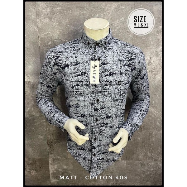 KEMEJA PRIA LENGAN PANJANG, KEMEJA CASUAL KUALITAS DISTRO,[BISA COD] KEMEJA BATIK PRIA AZWR ORIGINAL