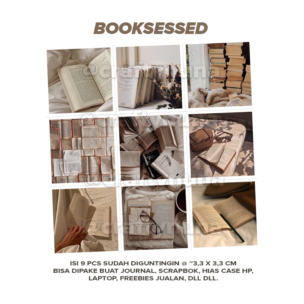 9 PCS AESTHETIC SQUARE STICKER SET for deco freebies collectibles stiker anime estetik tumblr