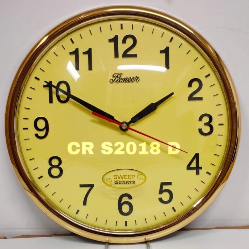 Jam dinding Pioneer CR S2018 DW Kaca cembung Angka timbul Jalan sweep/Halus Mesin taiwan berkualitas