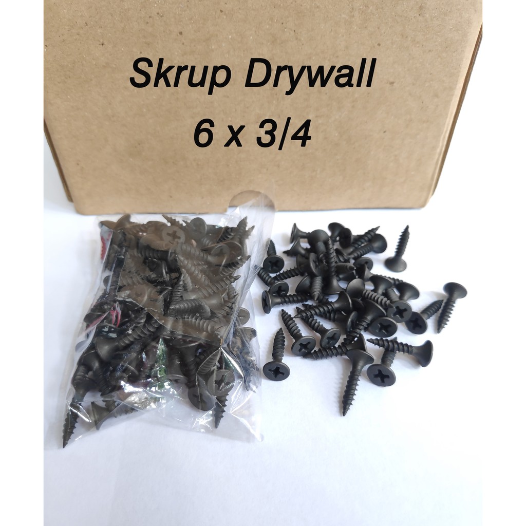 Skrup Hitam Gypsum 6x3/4&quot; (100 pcs) / Sekrup Drywall Gipsun 2 cm