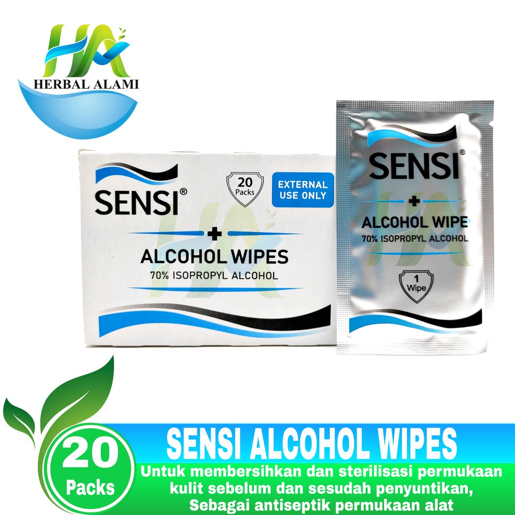 Sensi Alcohol Wipes 70% Isopropyl Alcohol - Tisu Basah Alkohol Isi 20