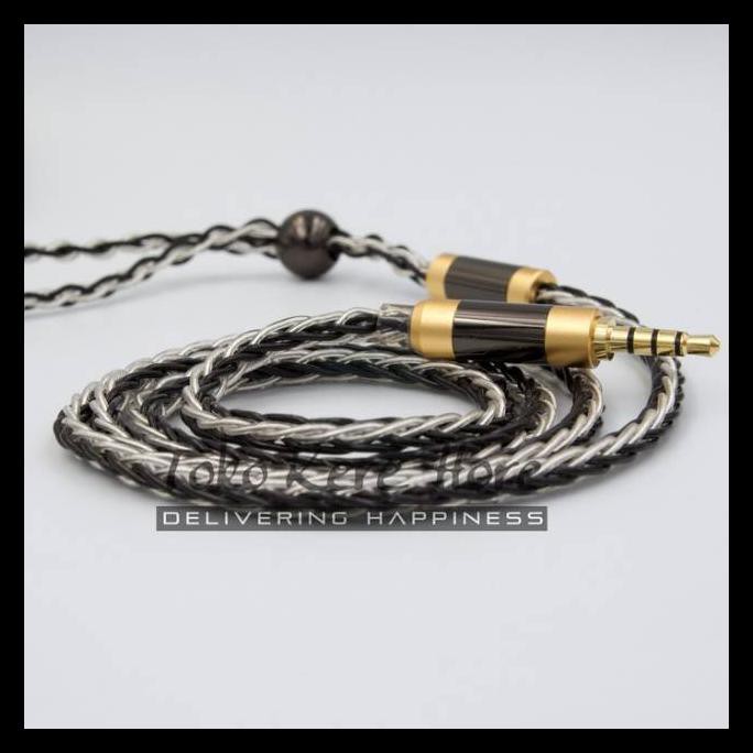 BAYAR DITEMPAT JC Ally JC08 Silver Black - Earphone Upgrade Cable 8 Core with MIC TERMURAH