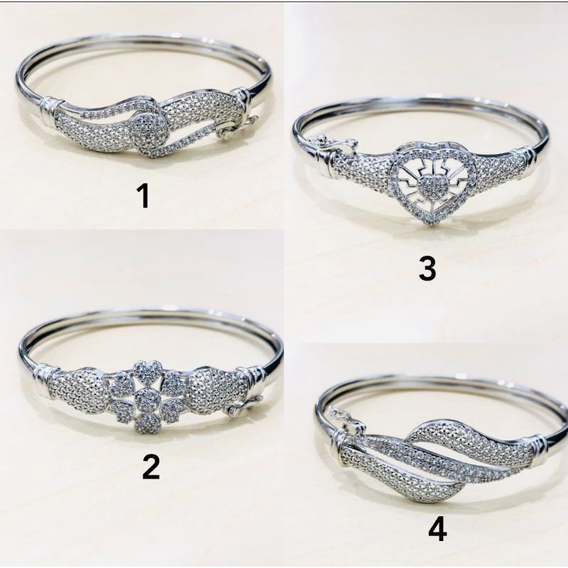 GELANG BANGLE BUKA SAMPING SILVER FULL PERMATA