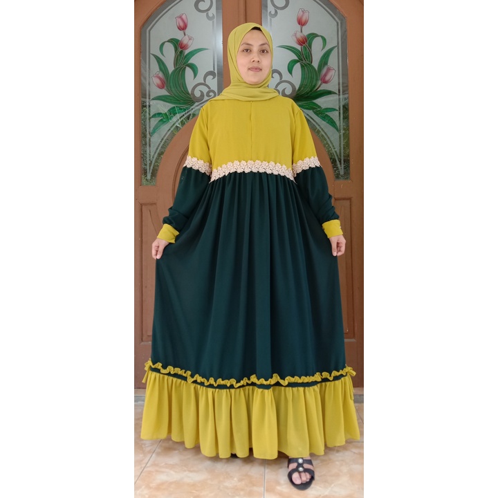 Dress kombinasi renda besar /dress ceruttibabbydoll variasi renda besar