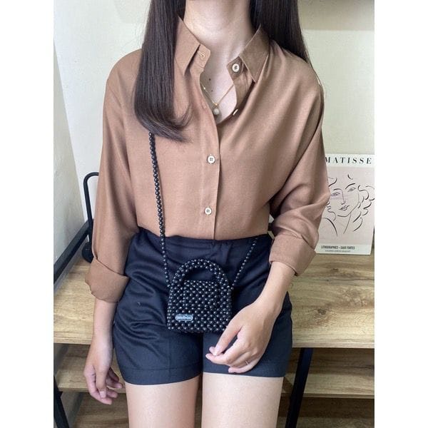 BEFAST - ZEC OOTD Kemeja HANAN / Metha PREMIUNM RAYON SHirt / Kemeja Casual Wanita / Pakaian Kerja / Kemeja Polos Formal / Fashion Wanita Kekinian / Hem Lengan Pendek Terlaris / kemeja Pas Badan Termurah