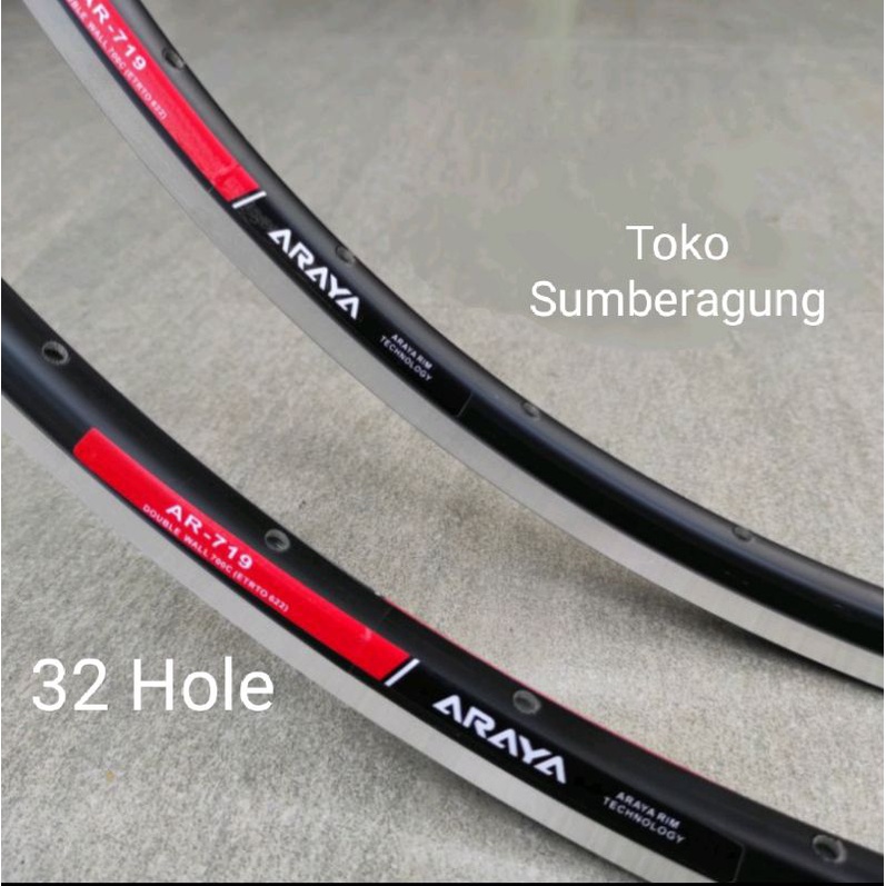 VELG RIMS FIXIE BALAP ROADBIKE 700C FV ARAYA 32 HOLE BLACK CNC.DOUBLE WALL VELG ARAYA 700C 32 HOLE V