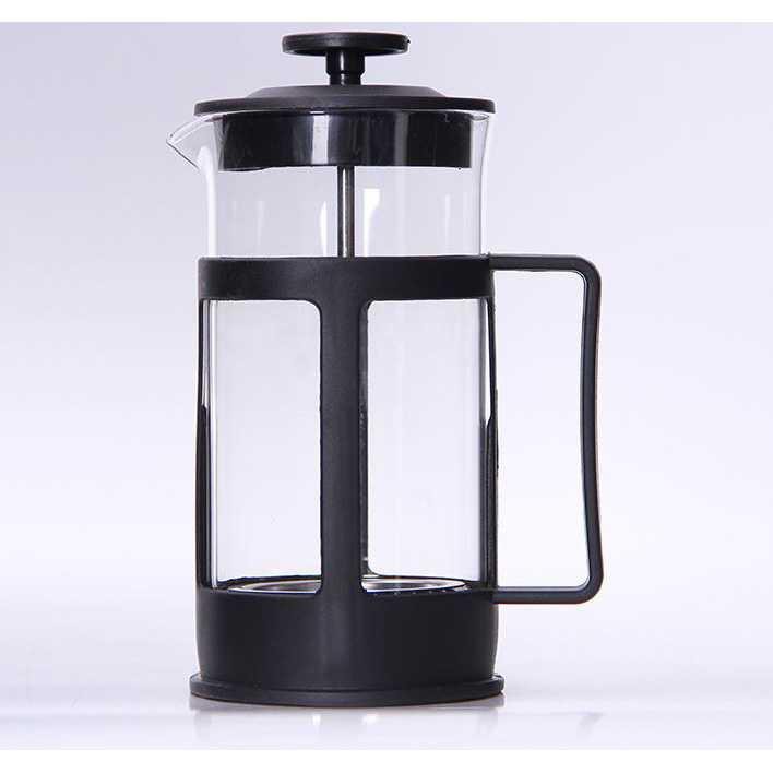 French Press Coffee Maker Pot Bean Pattern [hitam] [600ml]