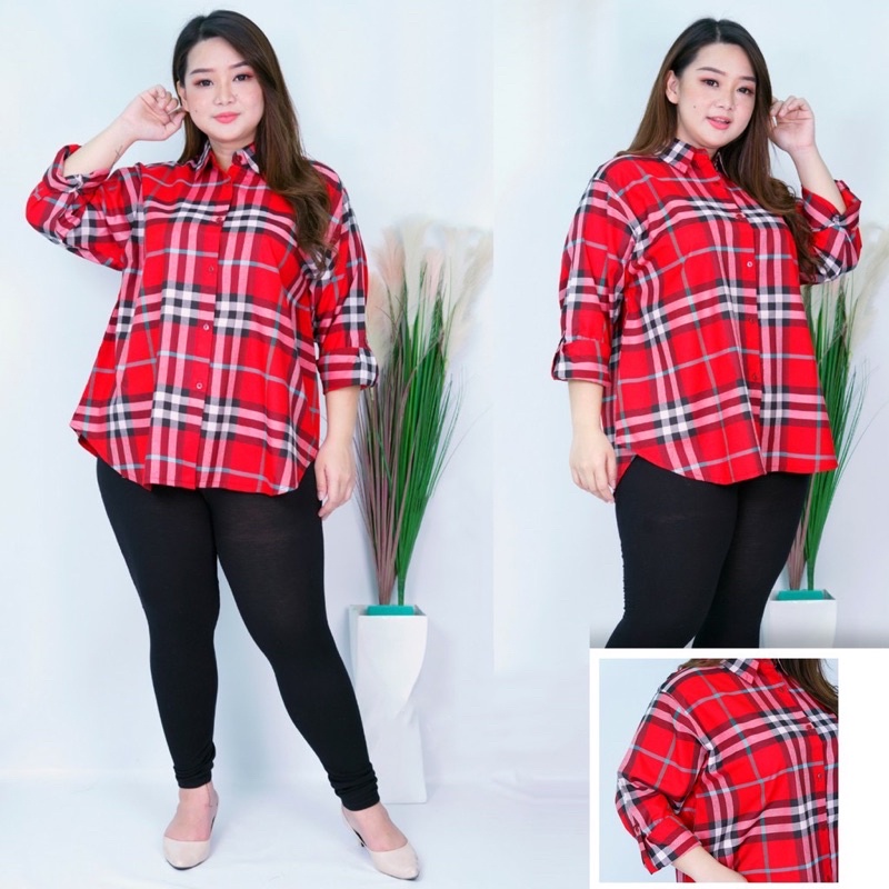 Kemeja kotak/ kemeja wanita casual / kemeja vintage/ kemeja kerja / K 8536 / kemeja kotak jumbo