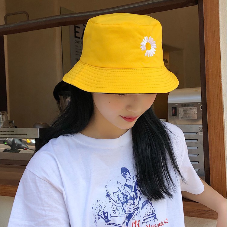 Topi Bucket Pelindung Matahari Motif Bordir Tulisan Dua Sisi Untuk Nelayan